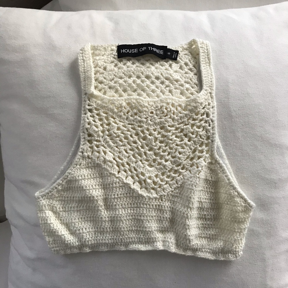 House of Three Crochet Crop Top